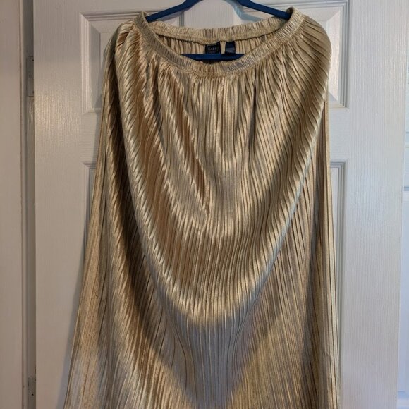 Vintage Gold Pleated Skirt Midi Length - Picture 1 of 5